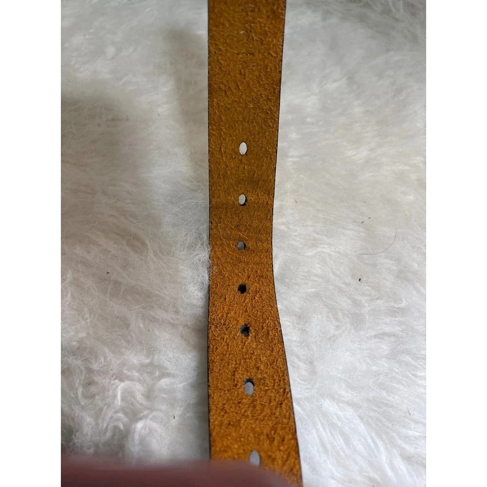 Vintage Belt Women 32-39 Western Brown Embossed Leather Diamond